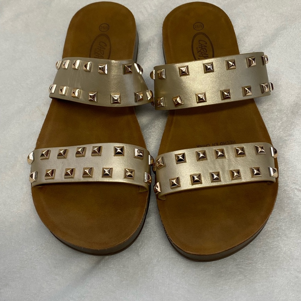 Sandals Caray women’s GOLD POLABUR ROCKSTUD SANDAL size 9